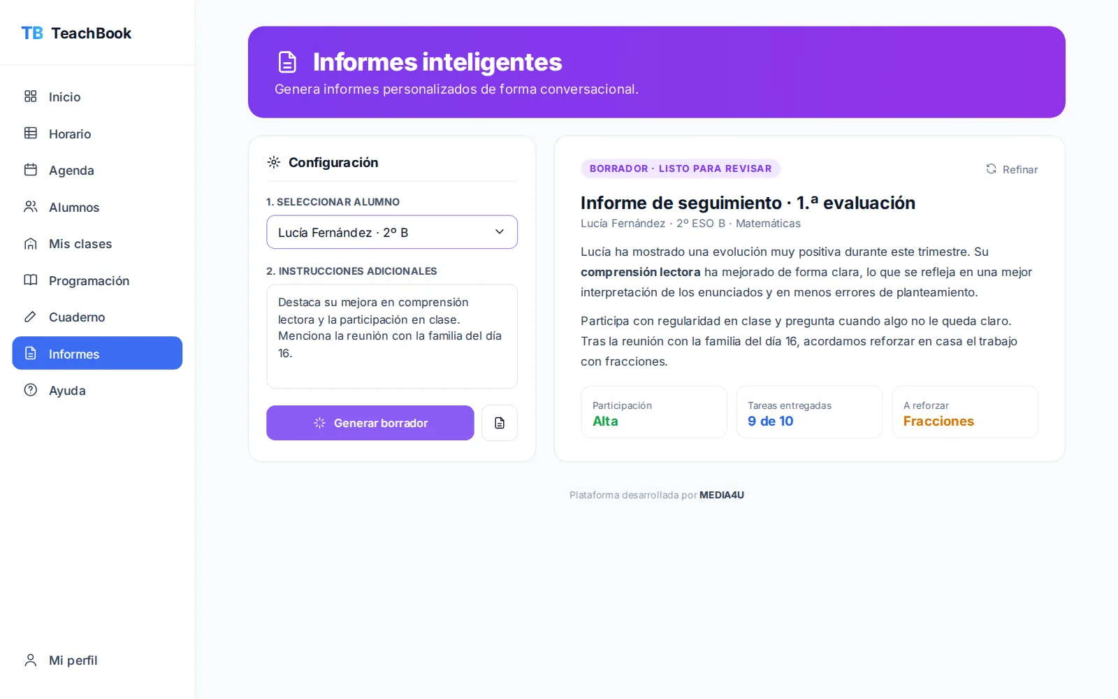 TeachBook, pantalla 2