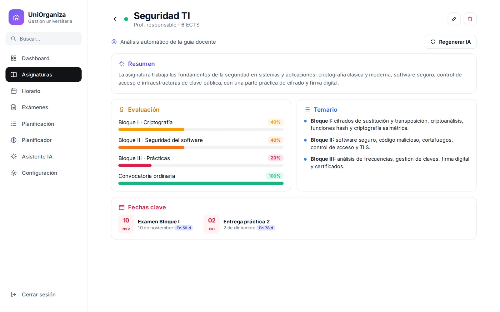 UniOrganiza, pantalla 2